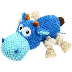 IOKHEIRA Dog Plush Toy for Large Aggressive Chewers,Indestructible Dog Squeaky Toys,Stuffed Animals Toys with Cotton Material and Crinkle Paper,Durable Chewing Toys (Royal Blue, Cattle)