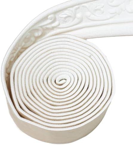 WAPANE 360" x 3.1" Peel Stick Foam Molding Trim Self Adhesive, Crown Molding Wallpaper Border Flexible, 3D Wall Edging Lines Foam Baseboard, Wall Trim for Home, White, 4PC