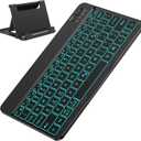 OMOTON Bluetooth Keyboard for Tablet/Android/Windows/iOS, with 7 Colors Backlight Rechargeable Wireless Mini Keyboard for Galaxy Tab A9+/A9+ Plus/S9/S9 Plus/S9 FE, Black