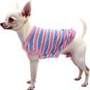 Puppy Clothes for Small Dogs - Cute Cotton Rib Dog Shirt, Sleeveless Breathable T-Shirt for Shih Tzu, Chihuahua, Yorkie, Summer Pet Outfit, Photo Shoot & Daily Wear（Large, Pink, Fits 8-11 lbs Pets）