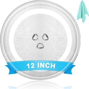 12" Microwave Plate Replacement Glass Turntable | Fits GE, Panasonic, LG, Whirlpool, Maytag, Cuisinart & More
