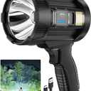 1,000,000 Lumens Rechargeable Spotlight Flashlight, Super Bright Handheld LED Spot Light with Solar Panels, COB Light & 3 Color Filters, IPX5 Waterproof for Camping, Boating, Home