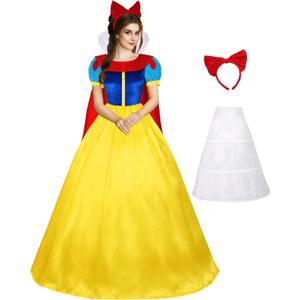 Ainiel Classic Deluxe Lolita Costume Fairytale Dress Role Cosplay for Adults Princess Costume with Petticoat (Medium, Yellow)