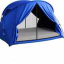 Blue Indoor Privacy Full Size Bed Tent for Adults Kids, Foldable Blackout 90% Sleep Canopy Tents with Breathable Mesh Windows and Door Net Curtains