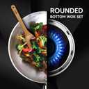 Helen's Asian Kitchen Round Bottom Wok Set, Carbon Steel and Bamboo, 12-Inches, 4-Piece Set
