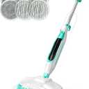 Scrubbing Steam Mop with Rotating Mop Pads, All-in-One Hard Floor Cleaner with LED Headlights