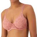 Bali Women's Breathe Lace Underwire Bra, Breathable 2-Ply Modal Bra, Convertible Straps (34DD, Misted Rose)