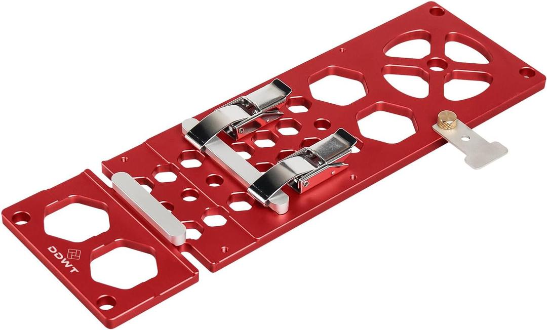 DDWT Upgraded 340mm Track Saw Square Right Angle Circular Saw Guide Rail Angle Stop Accessories Compatible with Festool and Makita Guide Rail (Red)