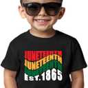 Juneteenth Shirts for Kids Todder Boys Girls, African American History Shirts 1865 Peace Love Tees 2-8T (Black)