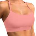Padded Y-Back Sports Bra for Women - Racerback Low Impact Spaghetti Strap for Yoga Workout Top Lightpurple (Pink, S)