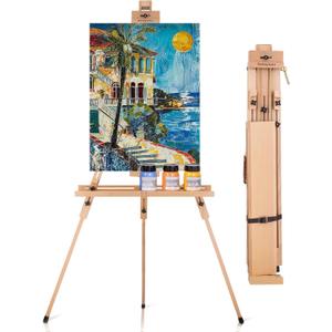 Falling in Art Tripod Field Painting Easel, Portable Artist Easel for Plein Air Painting, Adjustable Solid Beech Wood Art Easel for Adults, Holds Canvas up to 31 inches