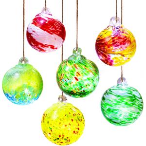 Consevisen Hand Blown Glass Ball Christmas Ornaments, 6 Pcs Colorful Hanging Friendship Witch Balls Ornaments for Christmas Tree, Garden, Window and Outdoor Decor, for Family and Friend