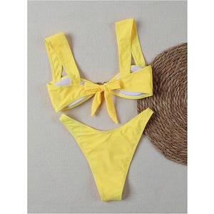 SOLY HUX Women's Bikini Set High Cut Bathing Suits 2 Piece Summer Cheeky Swimsuits, Small, Yellow