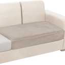 NAISI Couch Cushion Covers 1 Piece Velvet Stretch Loveseat Cover or 2 Seat Sofa Cover Soft Individual Couch Covers for Sectional Sofa(1 PC for 2-Seat Cushion or Loveseat, Taupe)