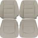 4PCS Driver and Passenger Side Bottom & Top Lean Back Replacement Microfiber Leather Seat Covers Ivory Tan Compatible with Lexus LX470 1998 1999 2000 2001 2002 2003 2004 2005 2006 2007