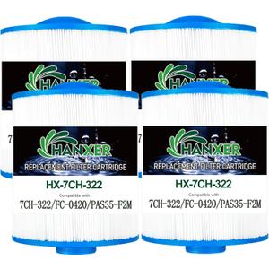 Spa Filter Cartridge Replaces for Unicel 7CH-322, PAS35-F2M, Filbur FC-0420, SD-00036, 70321 Top Load-Coleman Spas, 32 sq.ft Artesian Spas, 4 Pack
