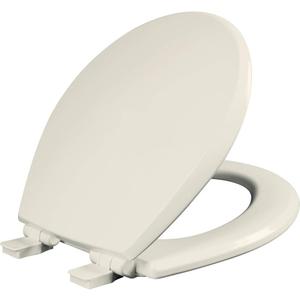 Mayfair Cassel Slow Close Toilet Seat, Easy Clean, Non Slip Premium Wood Seat, Easy Install, Made in USA, Round, Biscuit
