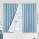 LAMIT Full Blackout Window Curtains for Boy Bedroom, 54 Inches Thermal Farmhouse Curtains Back Tab and Rod Pocket Privacy Protected Panels with White Liner, 2 Panels, 52 x 54 Inch, Stone Blue