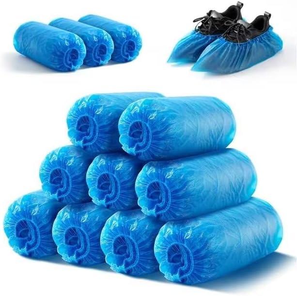 HUADYMEET Shoe Covers Disposable Non Slip For Indoors 100Pack(50 Pairs) Waterproof Shoes Protector Cover Durable Boot Booties Covers Fits up to size 11 US Men and 13 US Women,Large,Blue