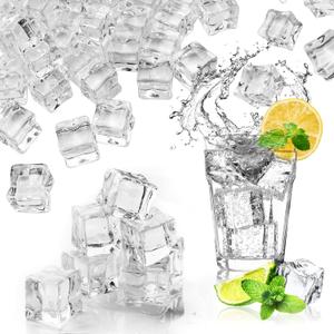 Fake Ice, Clear Fake Ice Cubes Acrylic, 17 mm 100 PCS Acrylic Decorative Ice Cubes for Photography Accessories Props Decoration Vase Fillers