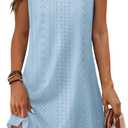 Aokosor Womens Summer Dresses 2025 Loose V Neck Sleeveless Dress Sundresses Swimsuit Coverup (X-Large, Eyelet Blue)