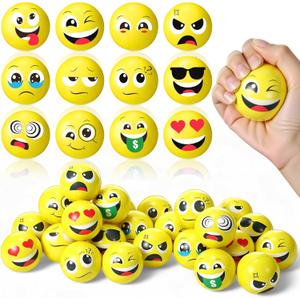Libima 120pcs Mini Face Stress Balls Bulk 2 Inch Foam Face Squeeze Balls Small Funny Anxiety Relief Toy for Kid Adult School Gift Class Prizes Party Decoration Supplies (Yellow)