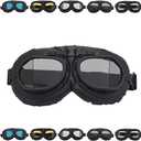 Peicees Vintage Helmet Goggles Motorcycle Goggles Bike Motorcross Pilot Goggle (Black)