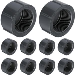 Novabright 10 Pcs 1-1/2" PVC Pipe Fitting Npt Female Cap Schedule 80 PVC Cap for Irrigation DIY Projects, Plumbing Repair Easy to Install High Tensile for Home or Industrial Use Grey