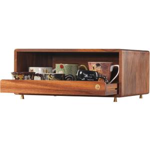 Coffee Station Organizer Wood Coffee Bar Organizer with Drawer Countertop Wooden Mug Holder for Kitchen CoffeeMaker Stand