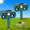 Cat Repellent Outdoor, Deer Squirrel Repeller Devices, Solar Ultrasonic Coyote Deterrent with Motion Sensor to Scare Dog Raccoon Rabbit Out of Garden, Skunk Repellent for Yard(2Pack)