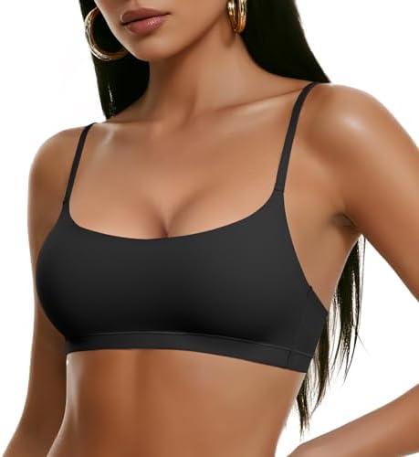 OEAK Womens Comfortable Bras No Underwire Cami Bra Seamless Unlined Bralettes Scoop Neck Unpadded Everyday Sports Tshirt Bra S