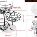 Livabber Fruit Basket Bowl with Banana Hanger, Metal Fruit Vegetable Storage Basket with Banana Holder for Kitchen Counter, Detachable Organizer for Bread Snack Produce (Black, 3-Tier Marble Base)