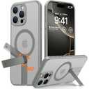 TORRAS 360 Stand & Magnetic Shockproof for iPhone 16 Pro Case with Full Camera Protection, Fit for MagSafe, 16FT Mil-Grade Shockproof PC & TPU Phone Case for iPhone 16 Pro 6.3", Natural Titanium