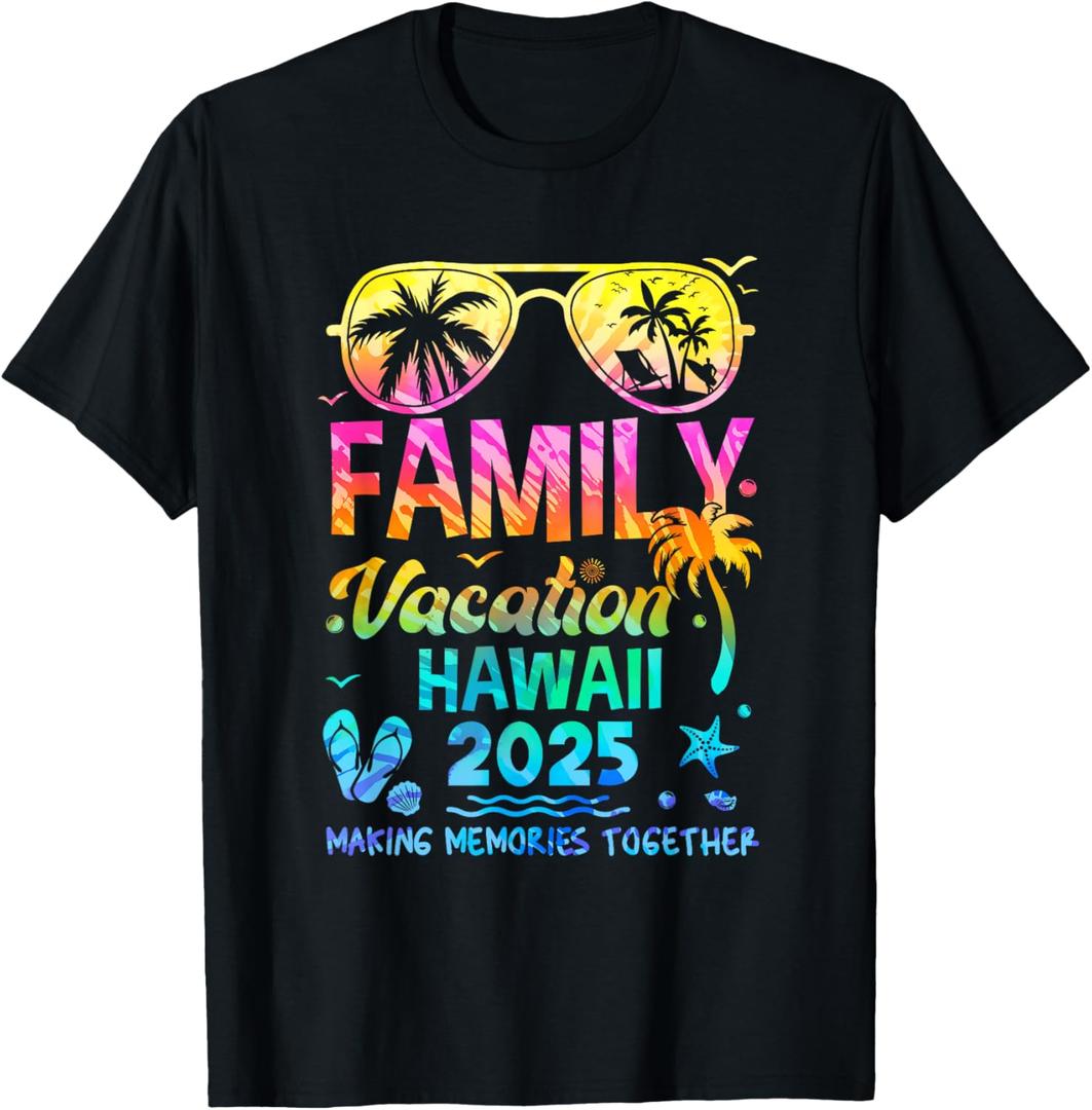 Family Vacation 2025 Hawaii Matching Memories Together T-Shirt (Small, Black)