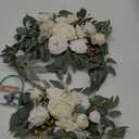Faux Flower Swag Set of 2 for Wedding Welcome Signs Floral Swag Wedding Reception Ceremony Signs Decor (A-White)