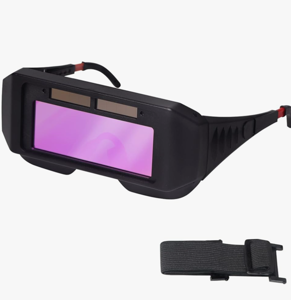 T TOVIA LCD Welder Glasses Safety Protective Solar Powered Auto Darkening Welding Goggles with Adjustable Shade, 2 Sensors Welder Glasses for TIG MIG MMA Plasma