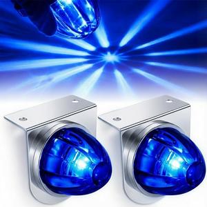 2PCS LED Star Watermelon Marker Lights with BracketsLED Watermelon Light Side Markering Lamp Indicator, Outline Water Melon Side Marker for Semi Truck (Blue)