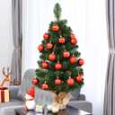Goplus 2ft Tabletop Mini Christmas Tree, Artificial Small Christmas Tree with 67 PVC Branch Tips, Cloth Bag Base, Green Spruce Xmas Tree for Home, Office Decoration, No Assembly Required
