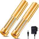 Civaner 2 Pcs Upgrade Bottle Service Lights LED Strobe Baton Bottle Girl Lights Rechargeable Handheld Flashing Club Signs for Birthday Wedding Party (Gold,White Light)