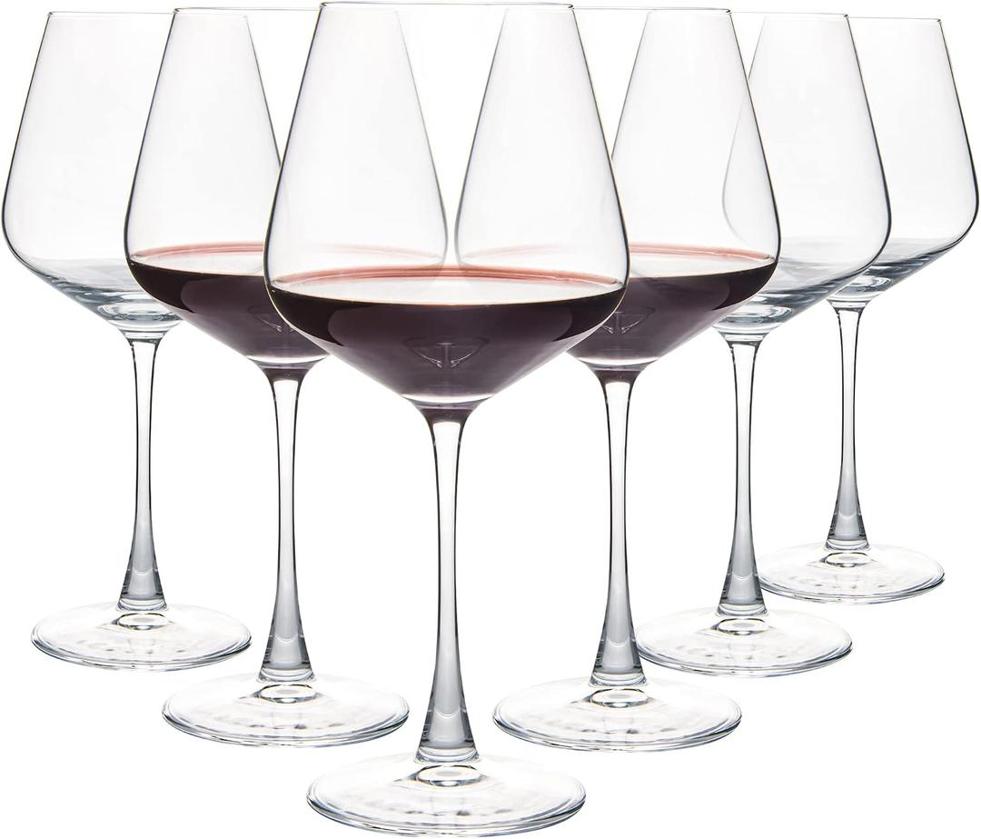 Red Wine Glasses Set of 6, 20 oz Large Burgundy Wine Glasses, Long Stem Wine Glasses for Wine Tasting, Perfect Ideal for Dinner Party, Wedding, Birthday, 6 Count