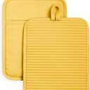 KitchenAid Ribbed Soft Silicone Pot Holder 2-Pack Set, Orange Sorbet, 7"x9"
