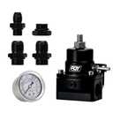 PQY Fuel Pressure Regulator AN8 Feed & AN6 Return Line + 0-160PSI Gauge Set Dark Black