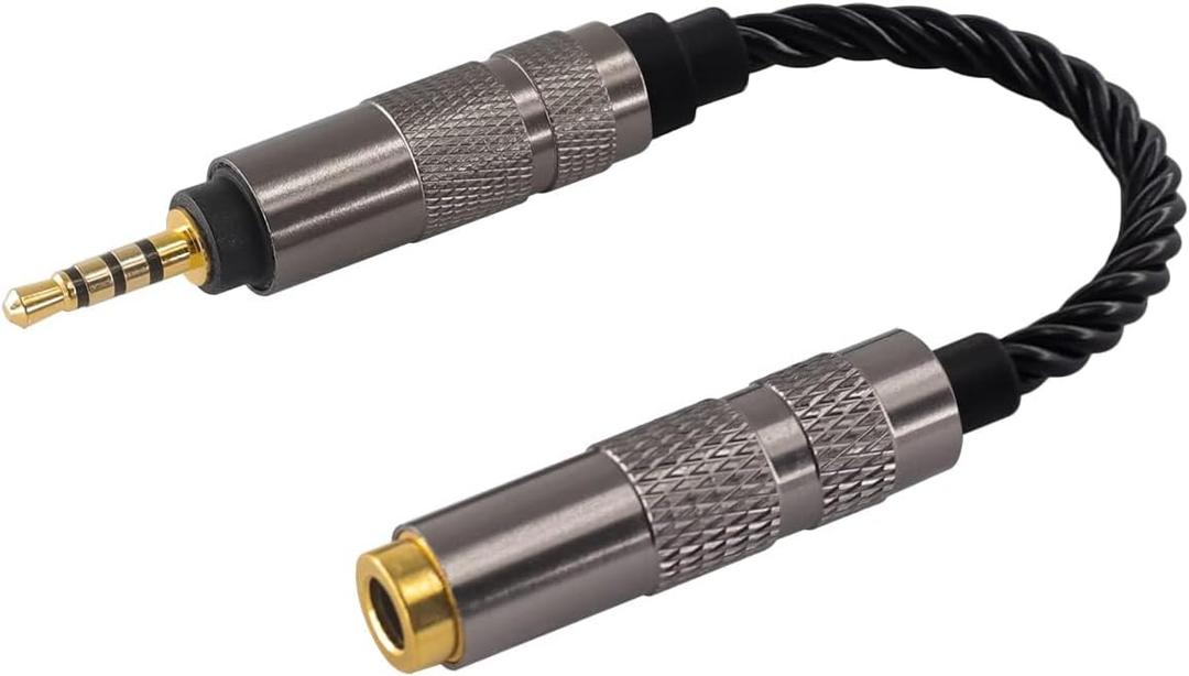Headphone Adapter 2.5mm Male to 4.4mm Female Adapter for 4.4mm Cable Connected to Balanced 2.5mm Player Device High Stereo Audio Converter OFC Cable with Gold-Plated Plug 6 inch Length Extension Cord