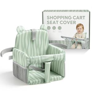 Padded Shopping Cart Cover for Baby, Sofa-Like Comfort Grocery cart Cover, Machine Washable High Chair Cushion, Sage Green,