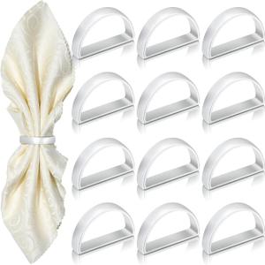 KPOSIYA Napkin Rings Set of 72, Metal Silver Napkin Rings Bulk for Table Settings, D-Shape Napkin Holders Rings for Dinner Table Decor, Easter, Fall,Thanksgiving, Christmas, Party,Silver 72 pcs