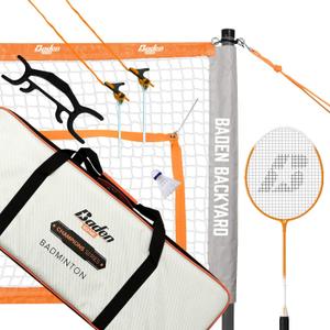 Baden Champions Portable Badminton Set Regulation Net, 4 Racquets, 3 Shuttlecocks, Boundary & Carry Bag Ideal for Backyard Fun with Friends and Family from Kids to Adults