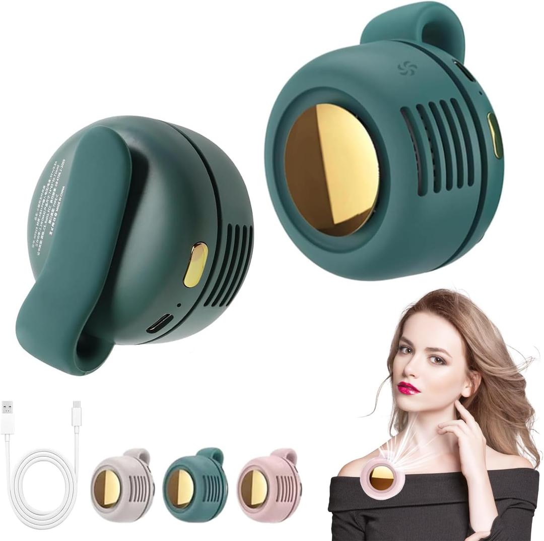 Portable Silent Mini Bladeless Electric Fan, Mini Whirlwind Fan for Waist Clip Fan, 3 Speeds HandsFree Neck Fan,Suitable for Outdoor & Travel & Office, Travel Accessories, Gift (Green)