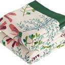 VANJOROY Boho Throw Blanket, 100% Organic Cotton Breathable Ultra Soft 91" x 98" Bed Quilt Throw - All Season Floral Rustic Farmhouse Decor Luxury Reversible Blanket for Sofa Couch Chair and Gift (Flower-green)
