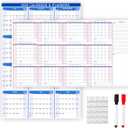 24" x 36" 2026 Wall Calendar Large Wet & Dry Erase Laminated 12 Month Annual Yearly Wall Planner,Reversible, Horizontal/Vertical(Blue)