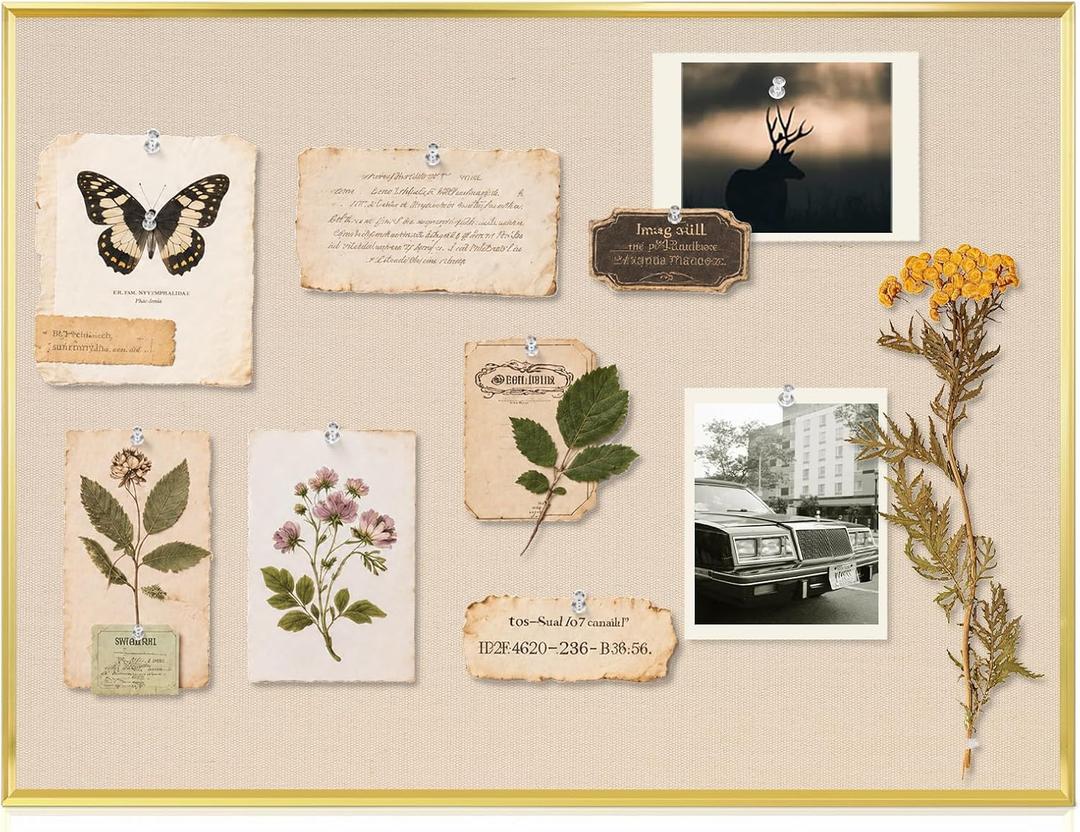 Small Linen Bulletin Board, 16"x12" Fabric Pin Board Vision Board